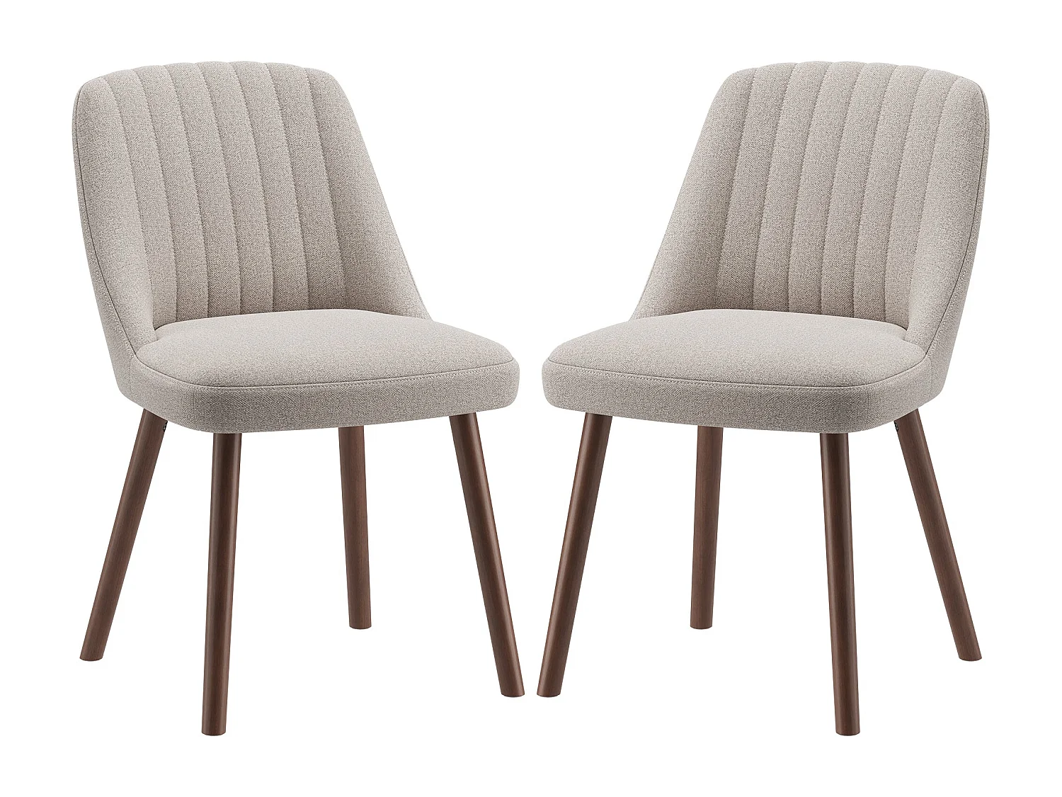 Lot de 2 chaises de salle à manger Camel SMARTUE, dossier coquillage, tissu doux, pieds bois massif
