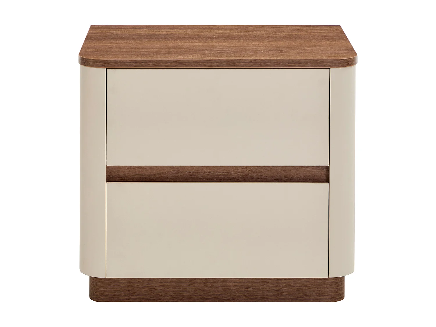Table de chevet avec 2 tiroirs - Beige et naturel foncé - BANURYA