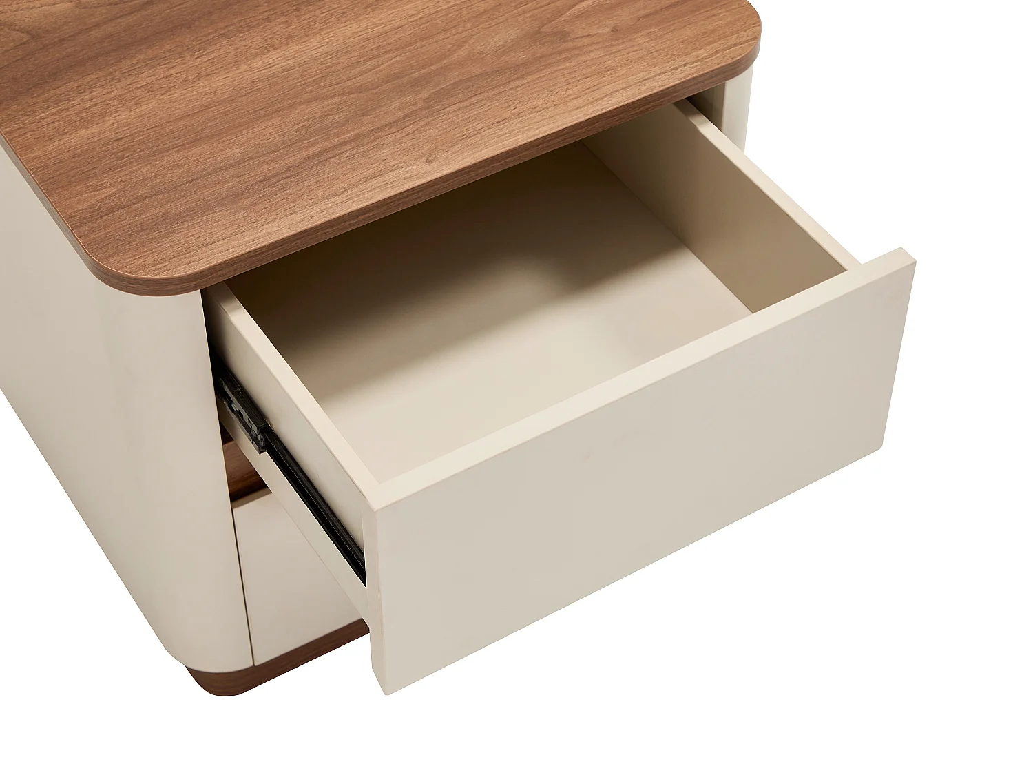 Table de chevet avec 2 tiroirs - Beige et naturel foncé - BANURYA