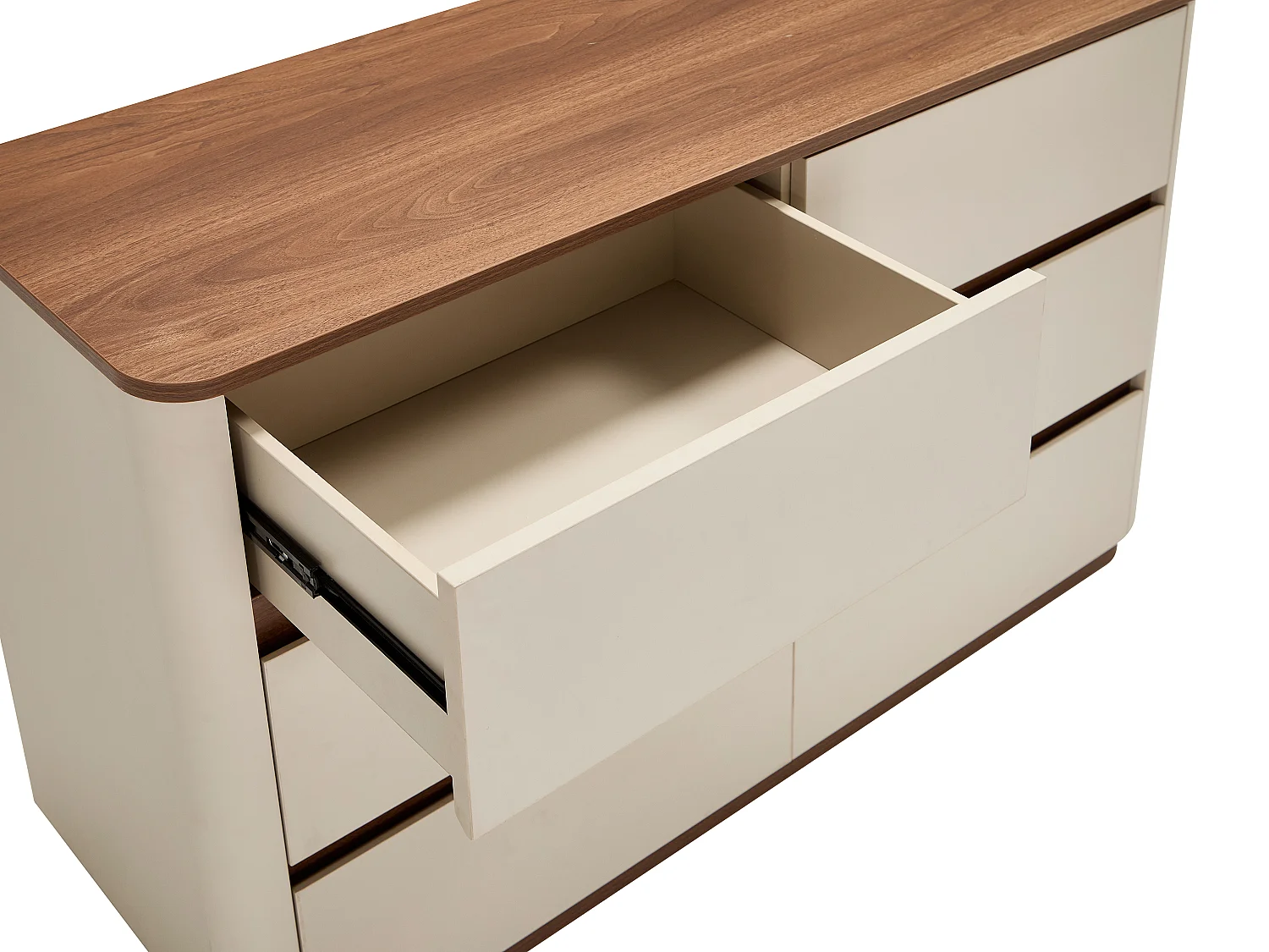 Commode 6 tiroirs - Beige et naturel foncé - BANURYA