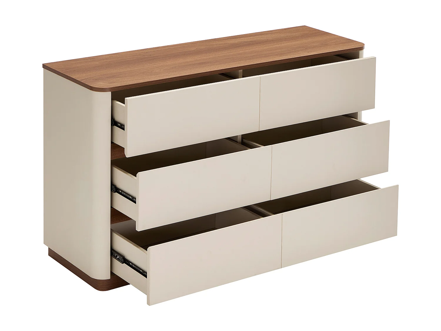Commode 6 tiroirs - Beige et naturel foncé - BANURYA