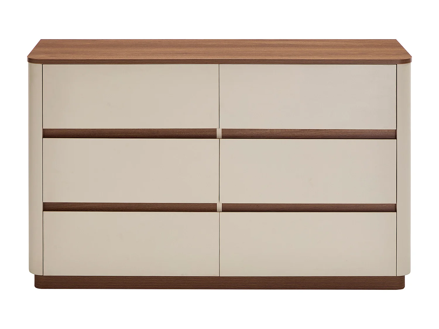 Commode 6 tiroirs - Beige et naturel foncé - BANURYA