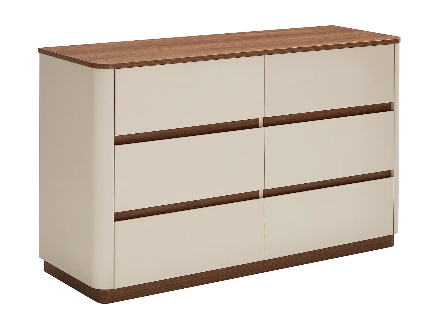 Commode 6 tiroirs - Beige et naturel foncé - BANURYA