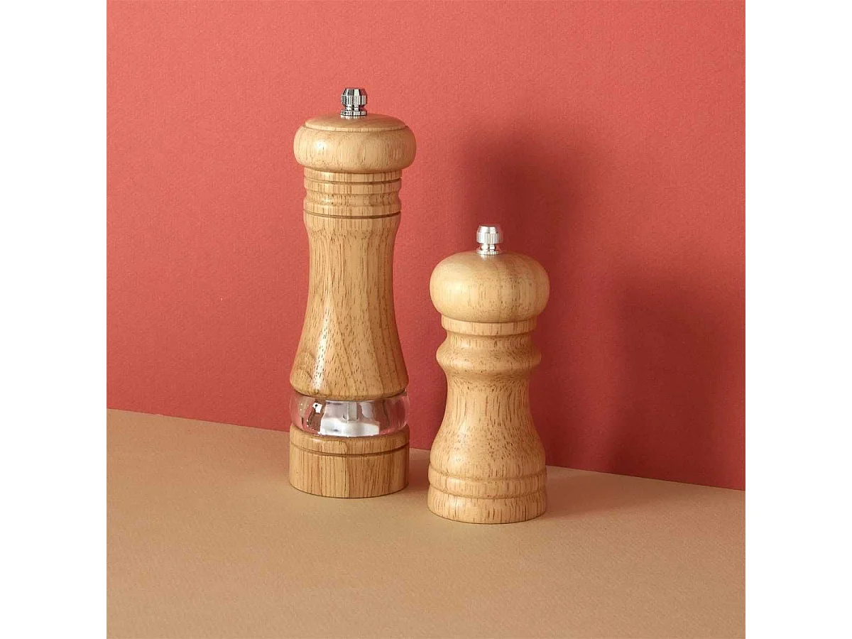 Moulin à sel et poivre en bois 70 ml avec broyeur en céramique réglable