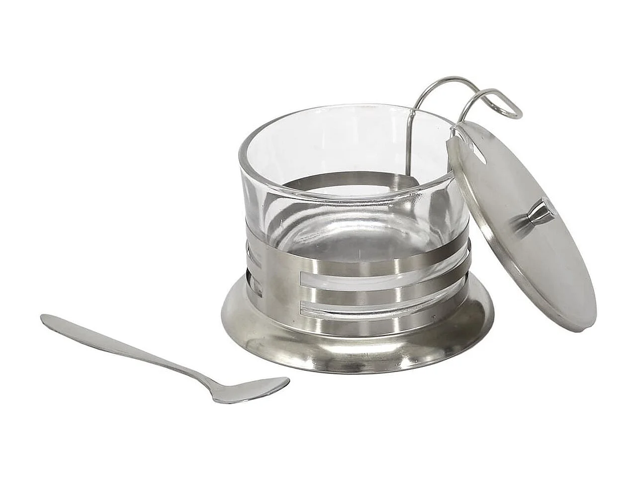 Distributeur de parmesan 20cl en verre et inox avec sa cuillère