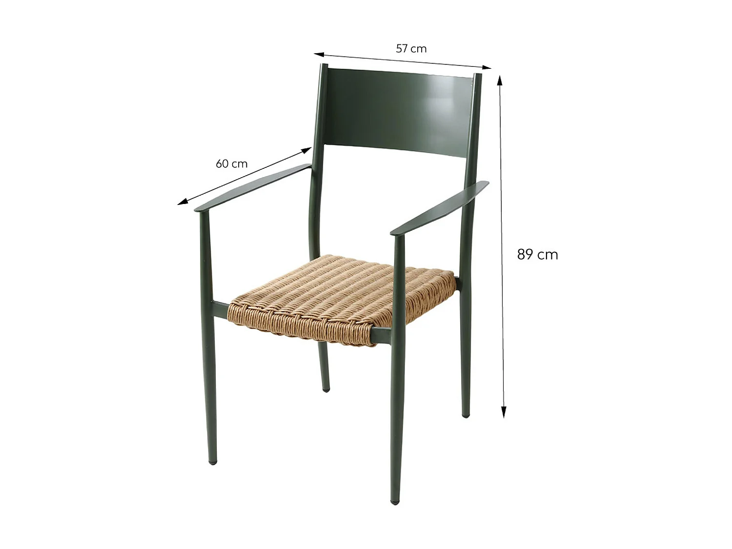Ensemble table de jardin 200 cm et 8 fauteuils kaki effet rotin CANBERRA