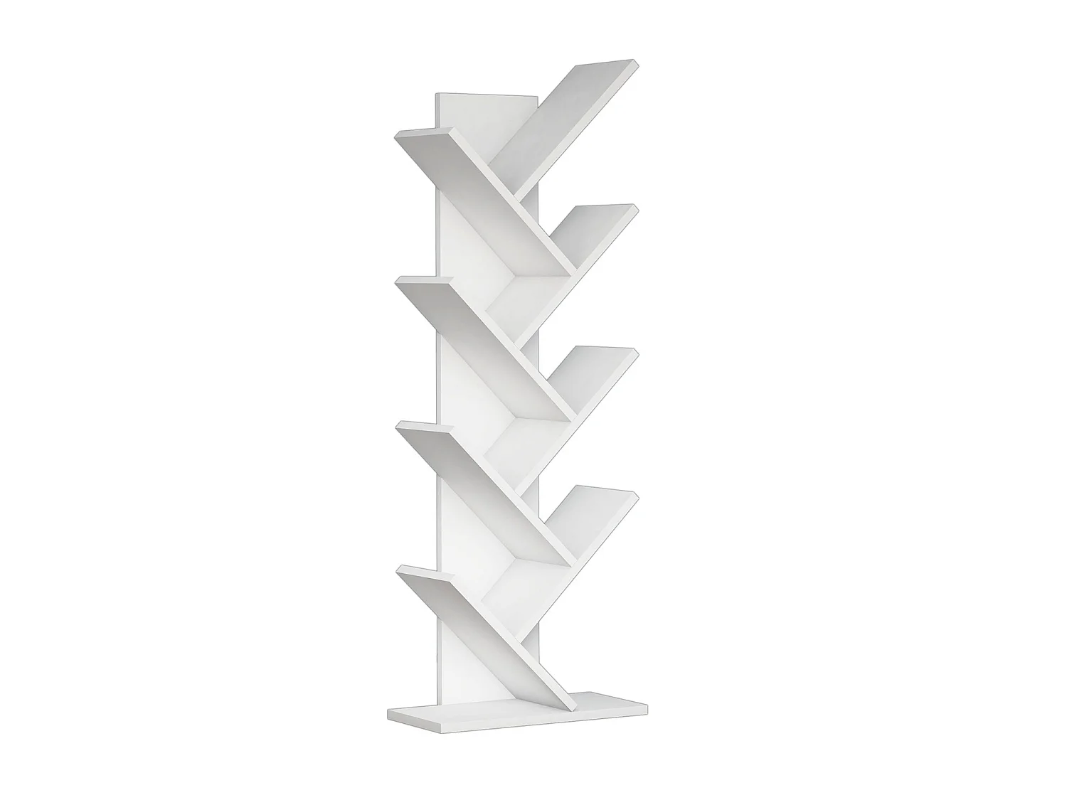 Modern Vit Trä Bokhylla "Hitit" - 6 Hyllor - 46 x 22 x 128 cm