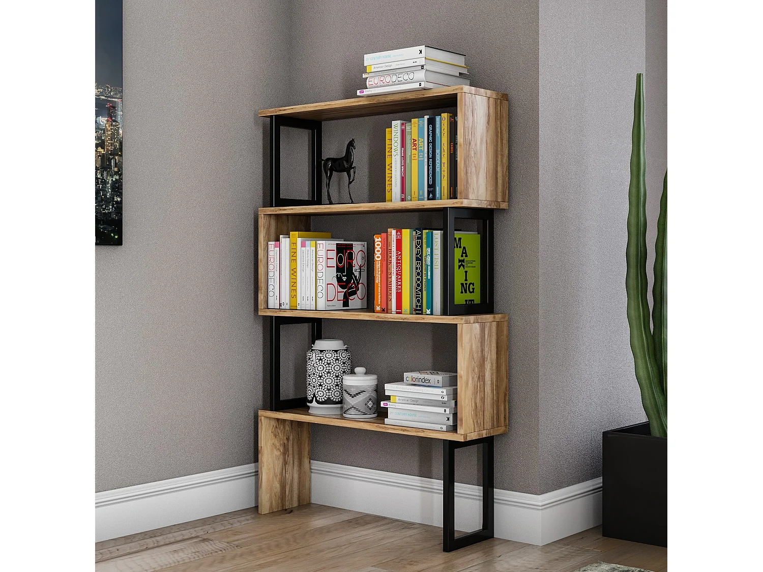 "Ceylan Holzbücherregal - 80 x 22 x 128 cm - Walnuss - 4.0 Regale"