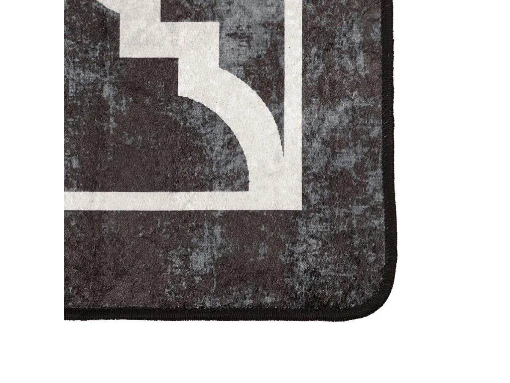 Tapis lavable noir et blanc 80x300 cm antidérapant