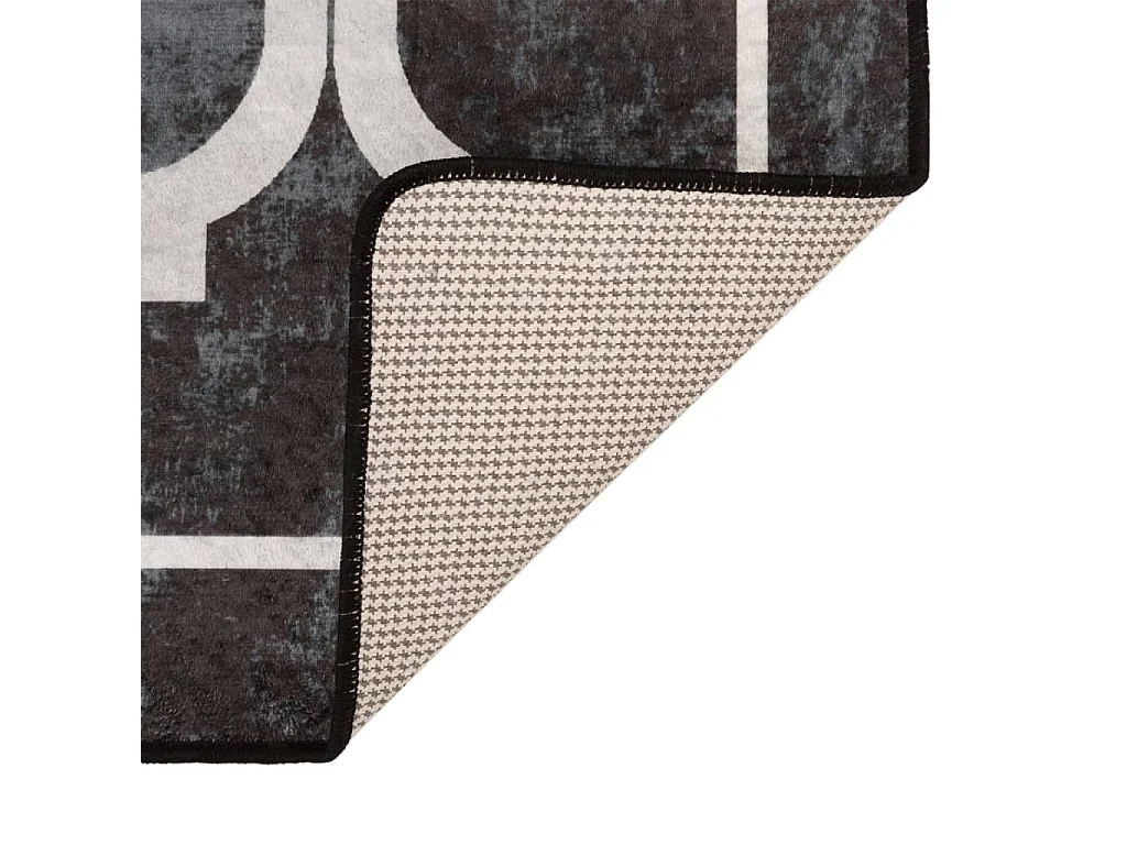 Tapis lavable noir et blanc 80x300 cm antidérapant