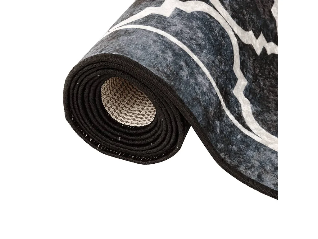 Tapis lavable noir et blanc 80x300 cm antidérapant