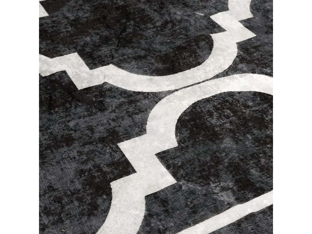 Tapis lavable noir et blanc 80x300 cm antidérapant