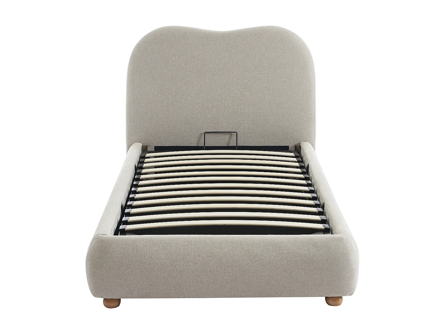 Lit coffre 90 x 200 cm - Tissu - Beige + Matelas - VANARI