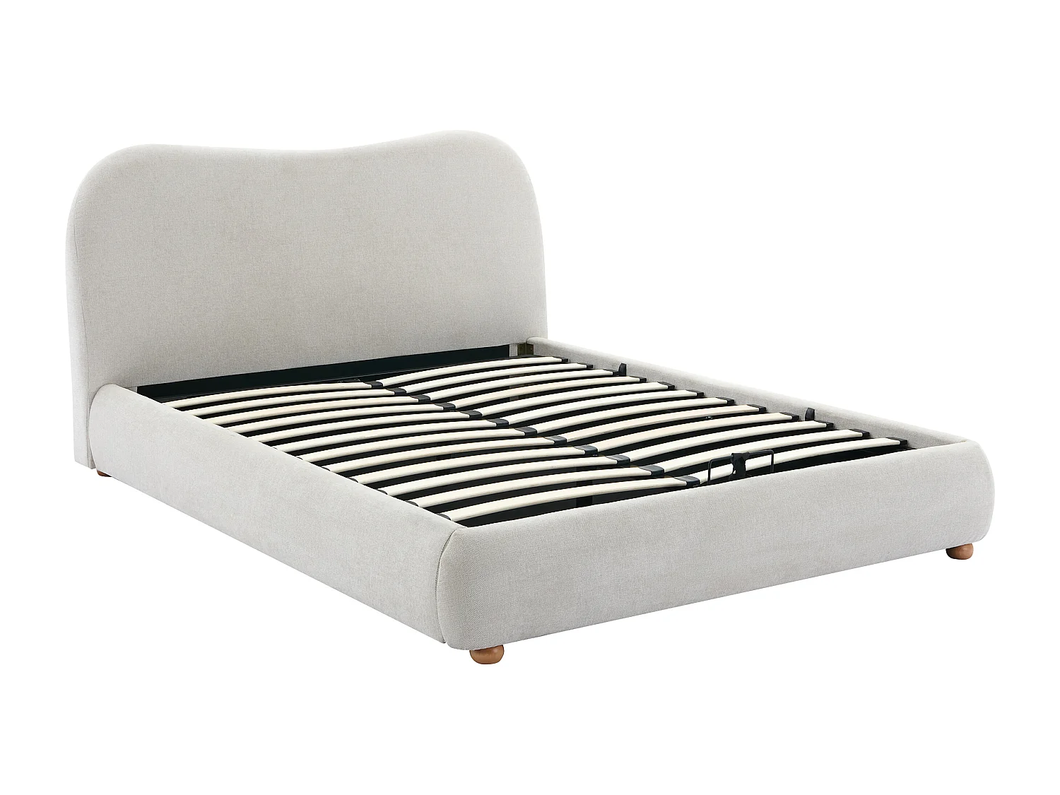 Lit coffre 140 x 200 cm - Tissu - Beige + Matelas - VANARI