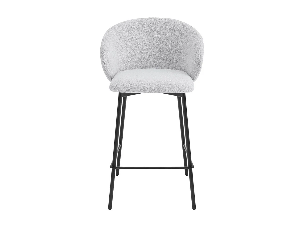 Valom - Lot de 2 chaises de bar en tissu bouclette et métal H66cm - Écru chiné
