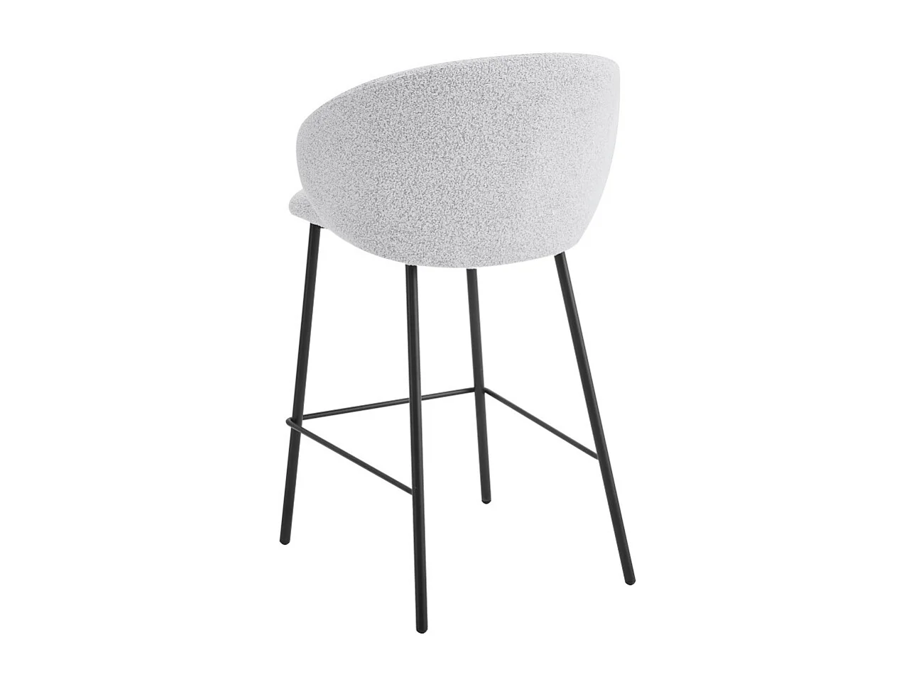 Valom - Lot de 2 chaises de bar en tissu bouclette et métal H66cm - Écru chiné