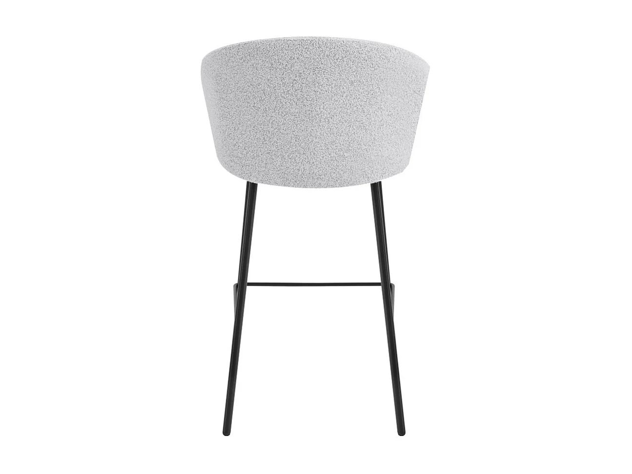 Valom - Lot de 2 chaises de bar en tissu bouclette et métal H66cm - Écru chiné