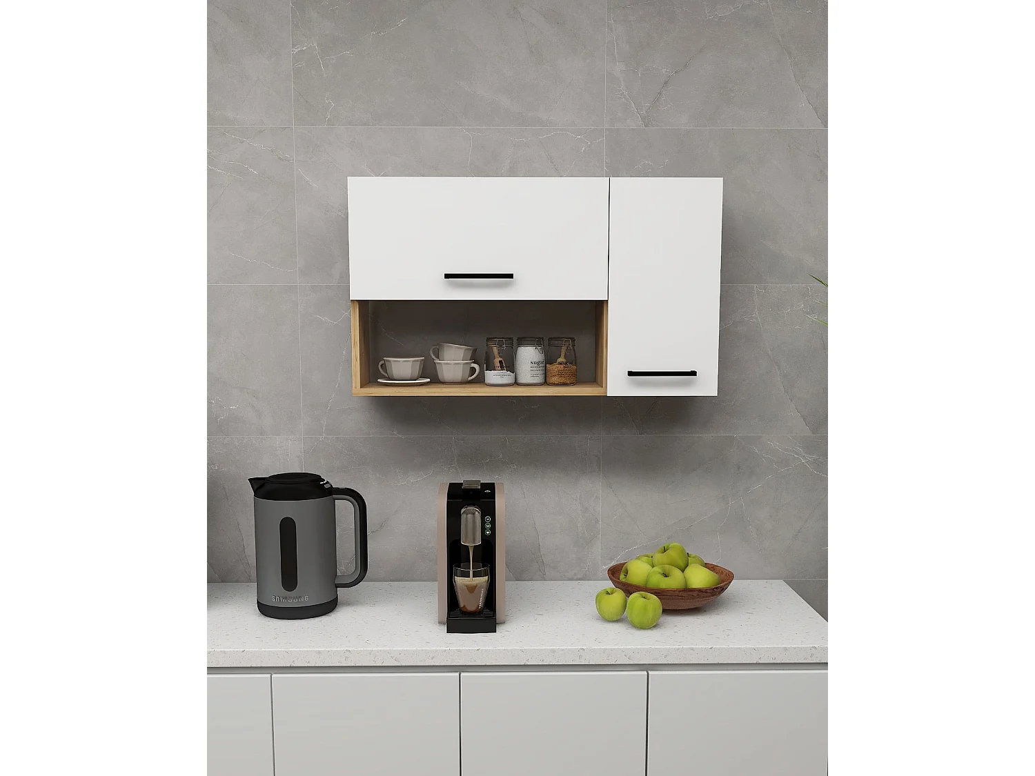 Buffet en bois "Akasya" - 90 x 24 x 52 cm - Blanc