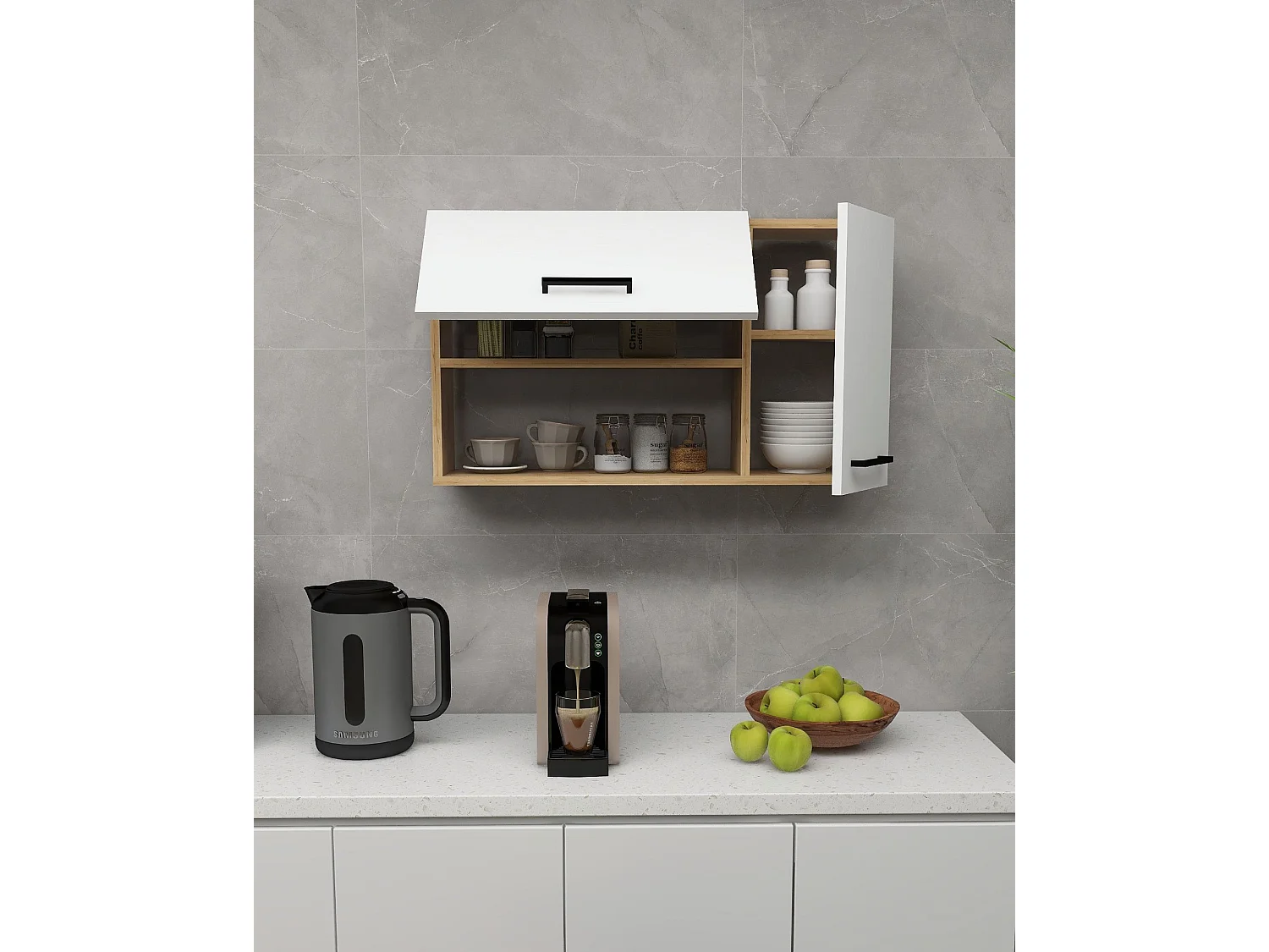 Buffet en bois "Akasya" - 90 x 24 x 52 cm - Blanc