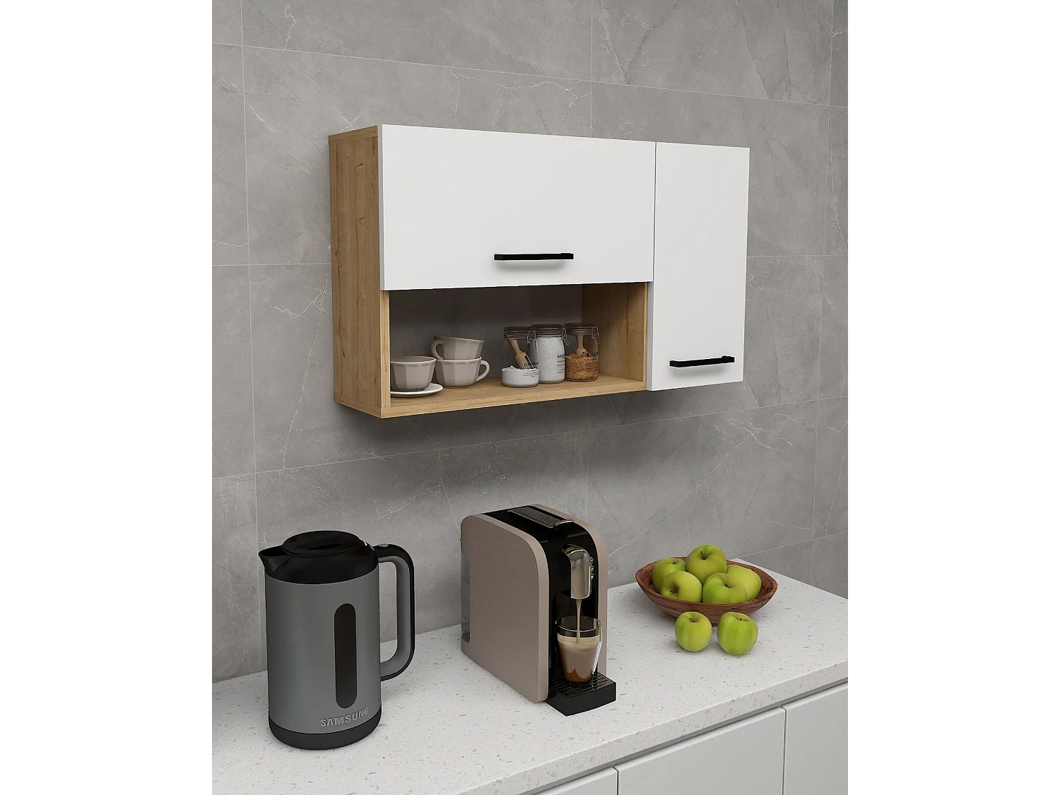 Buffet en bois "Akasya" - 90 x 24 x 52 cm - Blanc