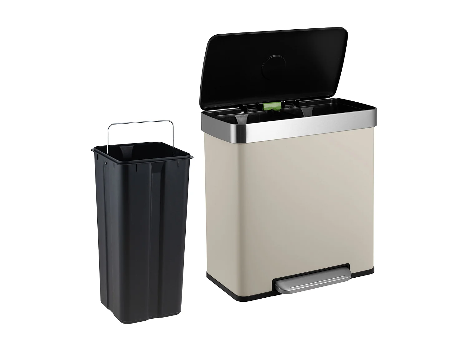 SVITA LT2X30 Poubelle 60l Poubelle à pédale 2 compartiments avec couvercle taupe