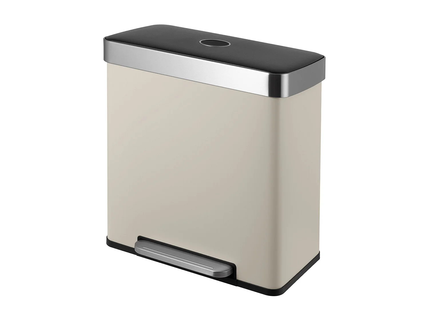 SVITA LT2X30 Poubelle 60l Poubelle à pédale 2 compartiments avec couvercle taupe