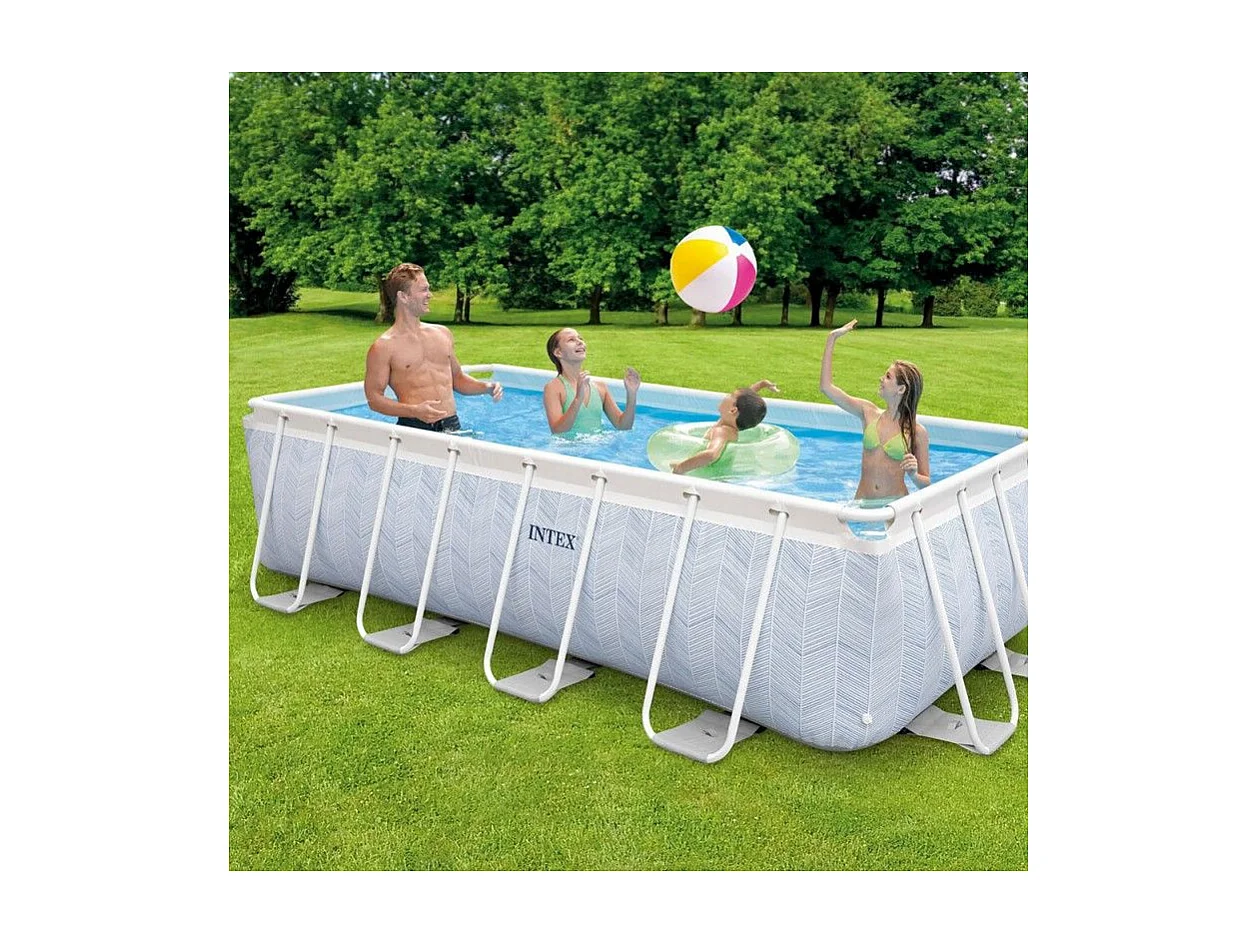 Kit Piscine Hors-Sol Tubulaire "Chevron" 400x200cm Gris