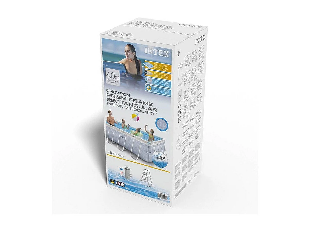 Kit Piscine Hors-Sol Tubulaire "Chevron" 400x200cm Gris
