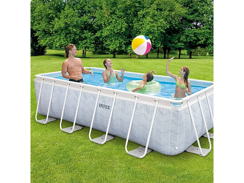 Kit Piscine Hors-Sol Tubulaire "Chevron" 400x200cm Gris