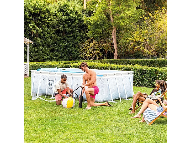 Kit Piscine Hors-Sol Tubulaire "Chevron" 400x200cm Gris