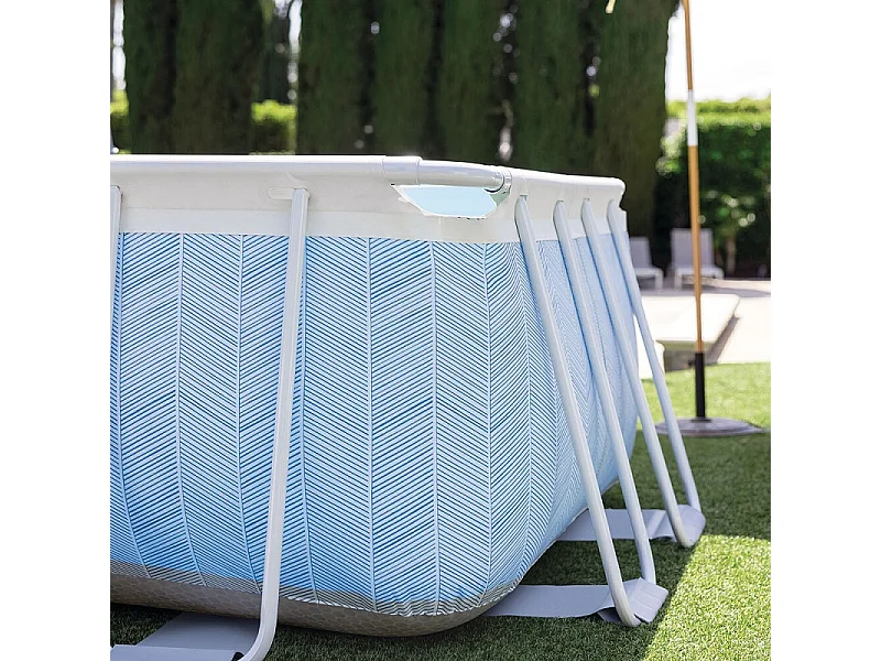 Kit Piscine Hors-Sol Tubulaire "Chevron" 400x200cm Gris