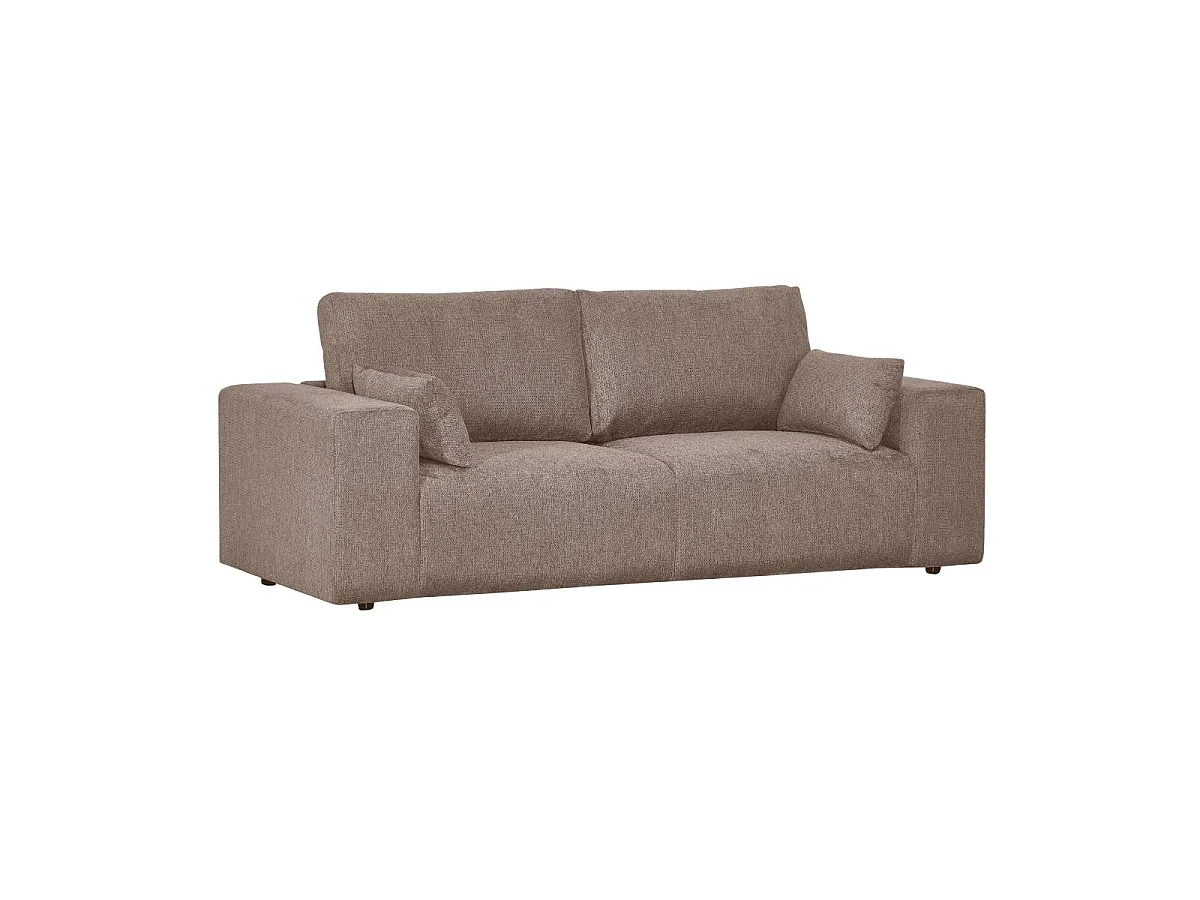 Canapé en tissu marron clair et pieds en bois Eydan