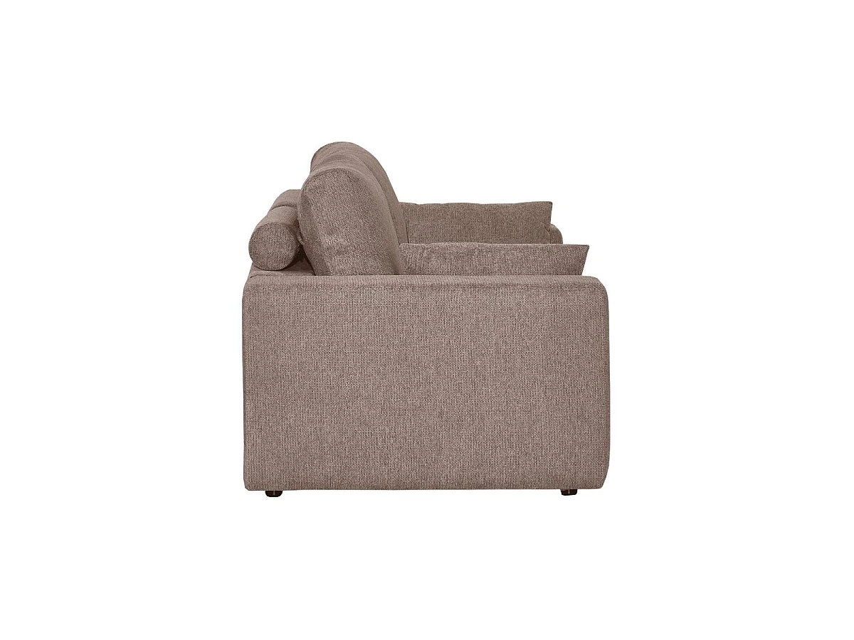 Canapé en tissu marron clair et pieds en bois Eydan