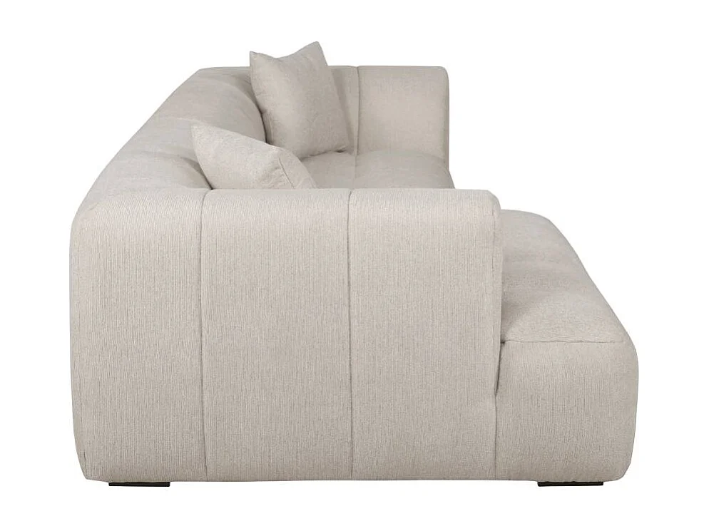 Canapé d'angle en tissu beige et pieds en bois Davis