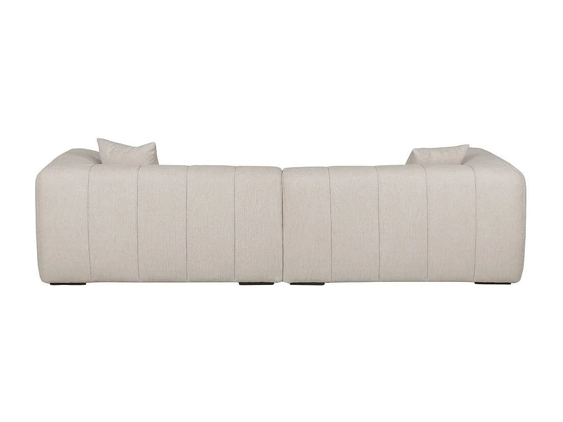 Canapé d'angle en tissu beige et pieds en bois Davis
