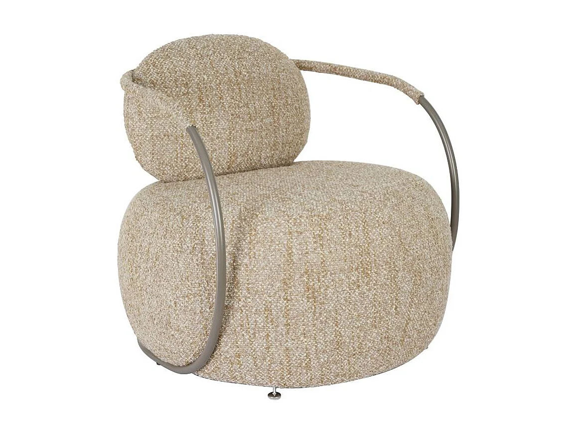 Fauteuil en tissu beige chiné Cassy