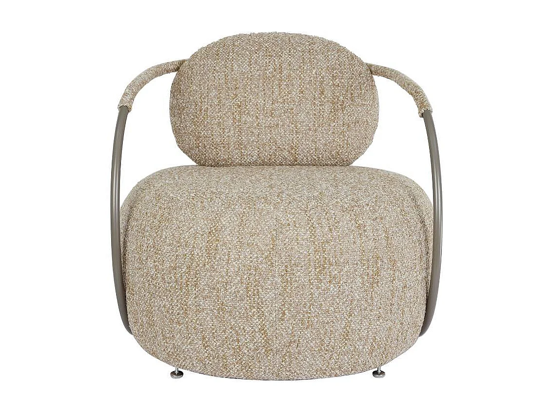 Fauteuil en tissu beige chiné Cassy