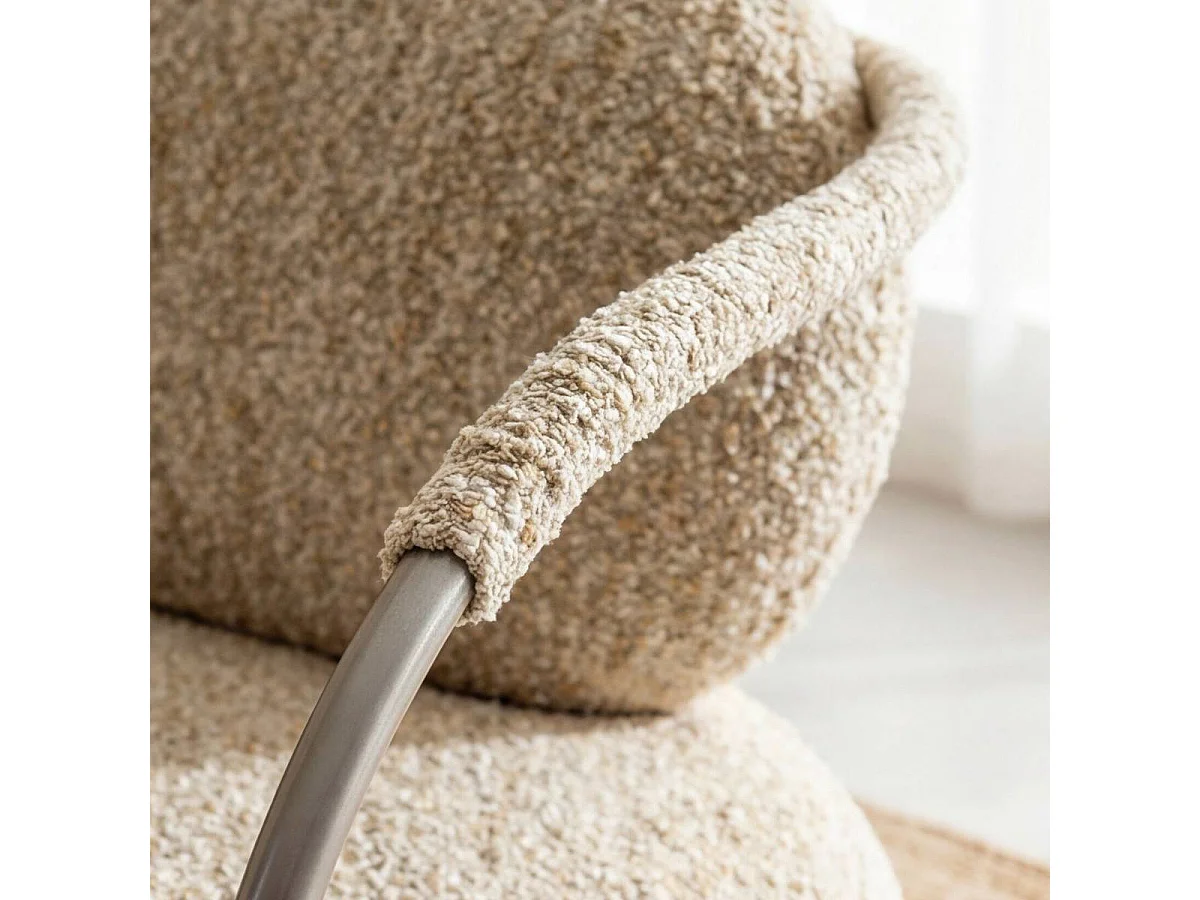 Fauteuil en tissu beige chiné Cassy