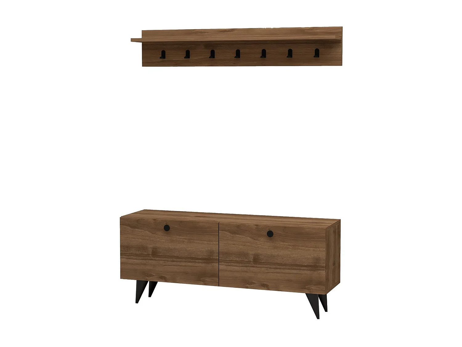Modernes Schuhbank und Wandregal Set Shida Holz und Schwarz