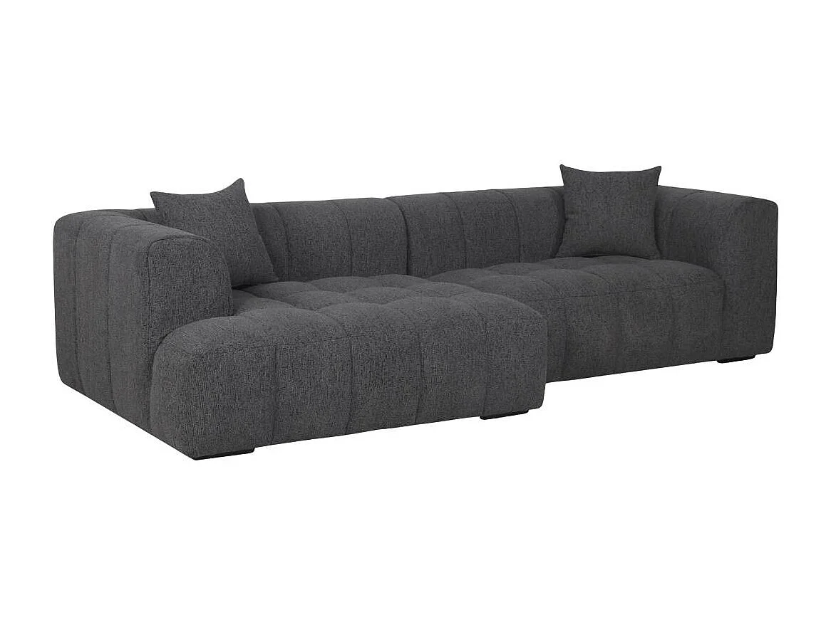 Canapé d'angle en tissu anthracite et pieds en bois Davis