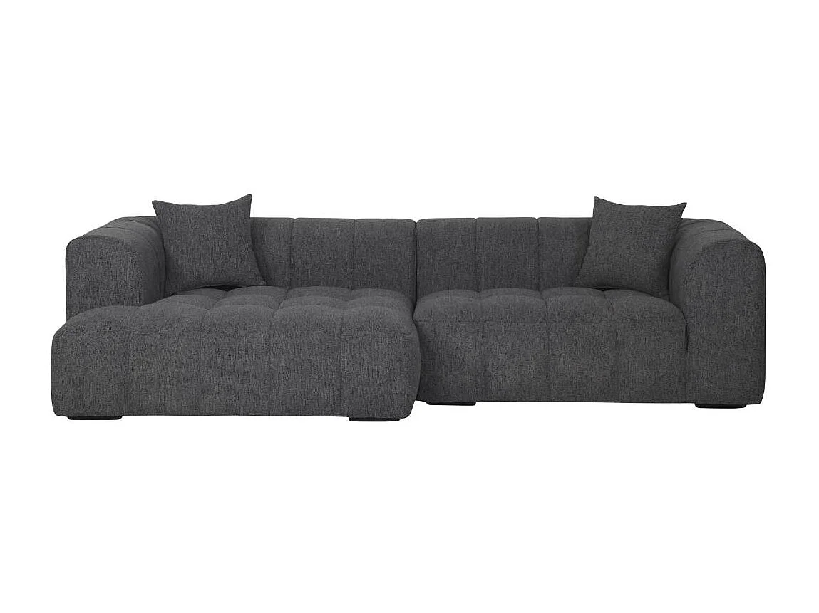 Canapé d'angle en tissu anthracite et pieds en bois Davis