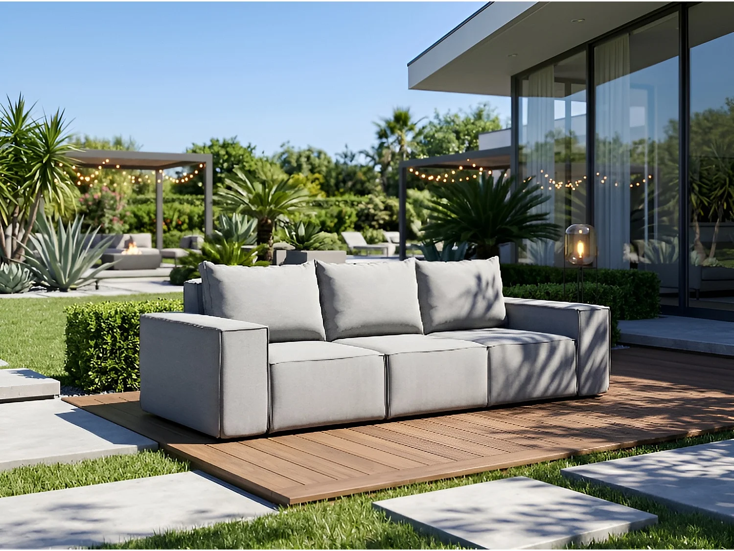 Canapé de jardin Garden, 3 places, tissu Article 231, gris (23)