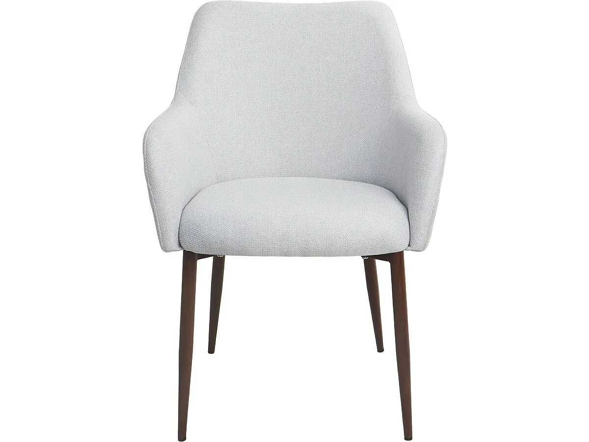 Set med 2 "Jade" Matstolar med Armstöd - Ljusgrå Tyg & Metall Imitation Trästruktur