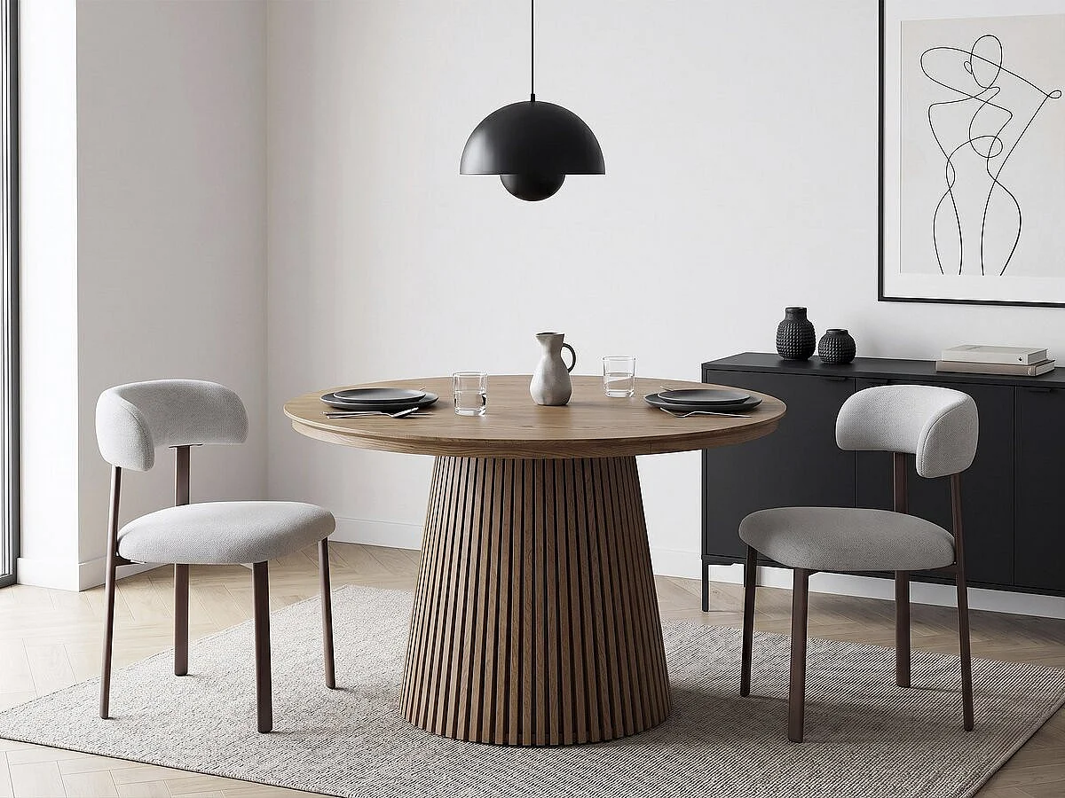 Set med 2 Aurea Matstolar Imitations Trä - Ljusgrå - Modern Design, Bekväm Sittplats