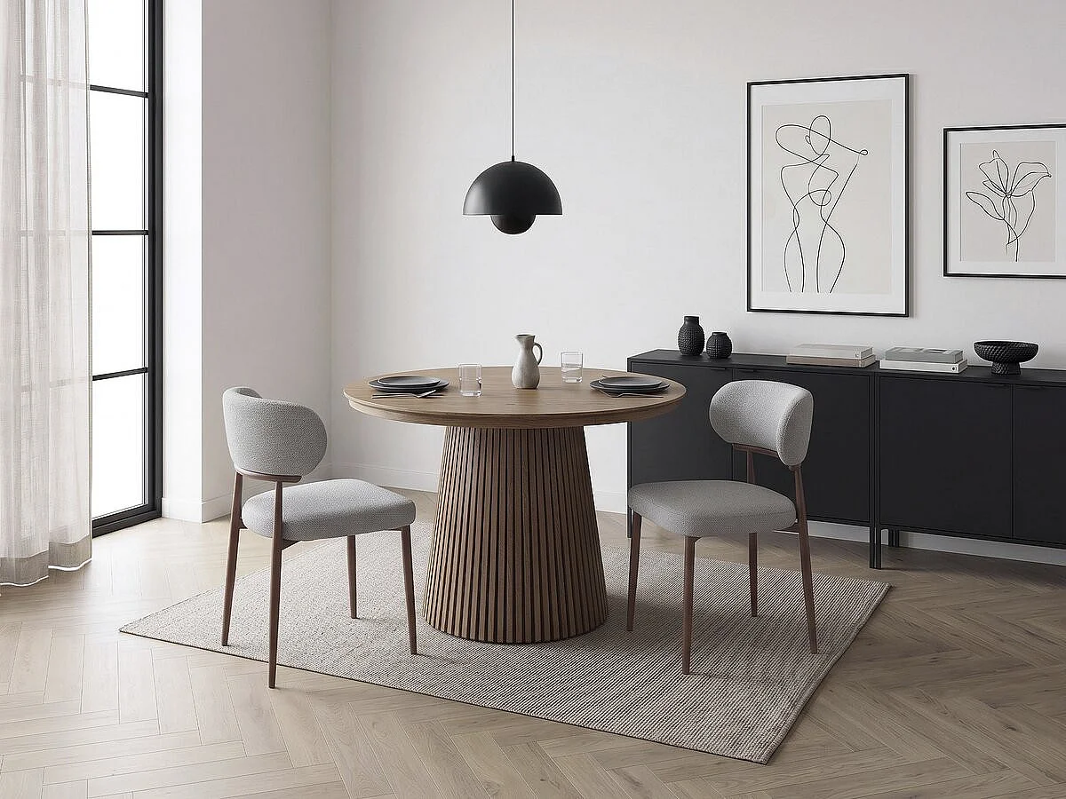 Set di 2 sedie da pranzo in finto legno "Elora" - Grigio chiaro