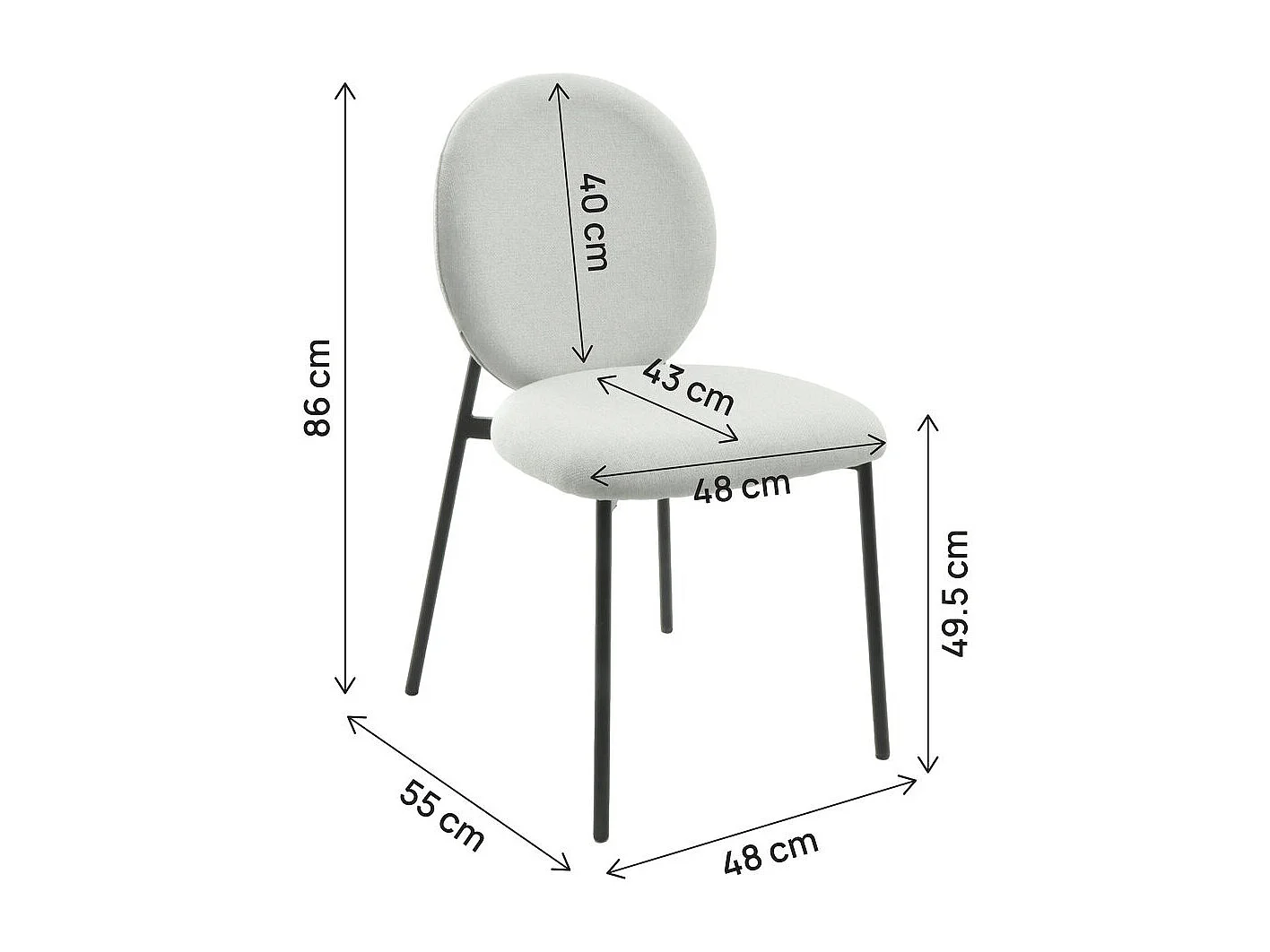 Lot de 2 chaises de salle à manger en métal "Perla" - Gris clair