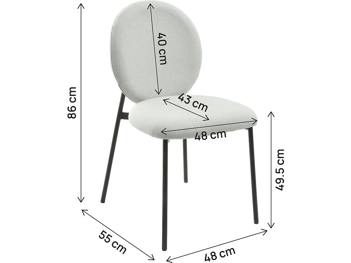 Lot de 2 chaises de salle à manger en métal "Perla" - Gris clair