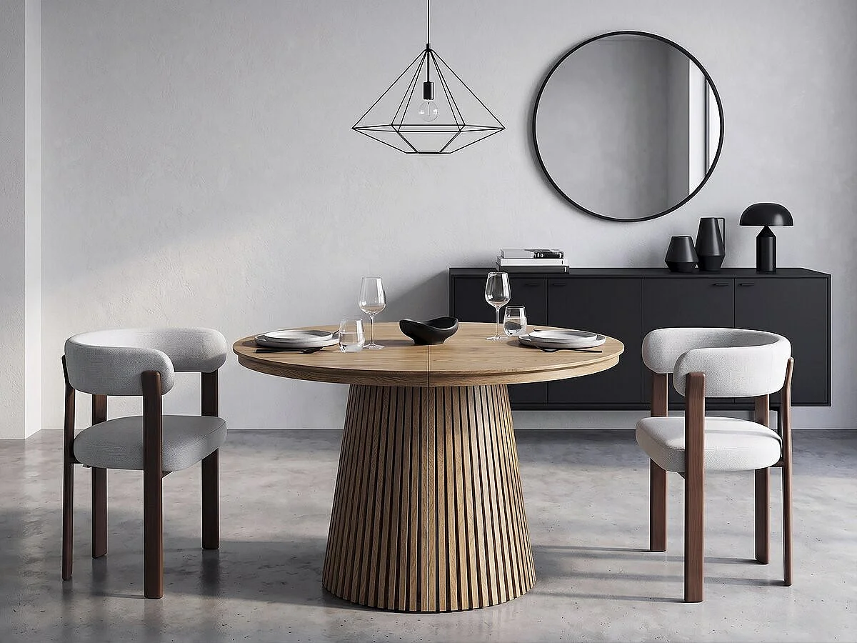 Lot de 2 chaises de salle à manger avec accoudoirs "Opale" - Gris clair