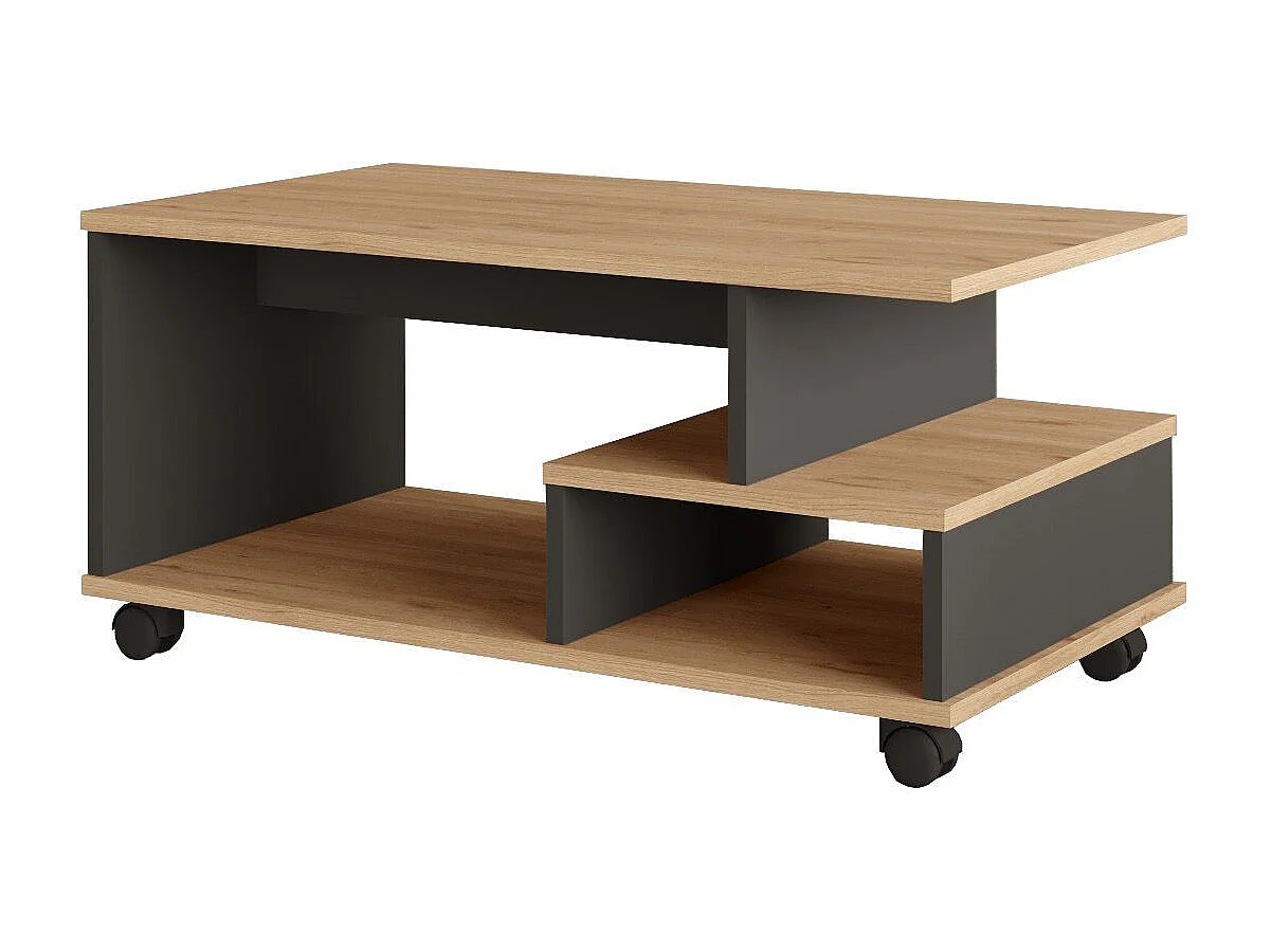 Eleganter MIN9 Holz Couchtisch - Anthrazitgrau - 90 x 51 x 42 cm
