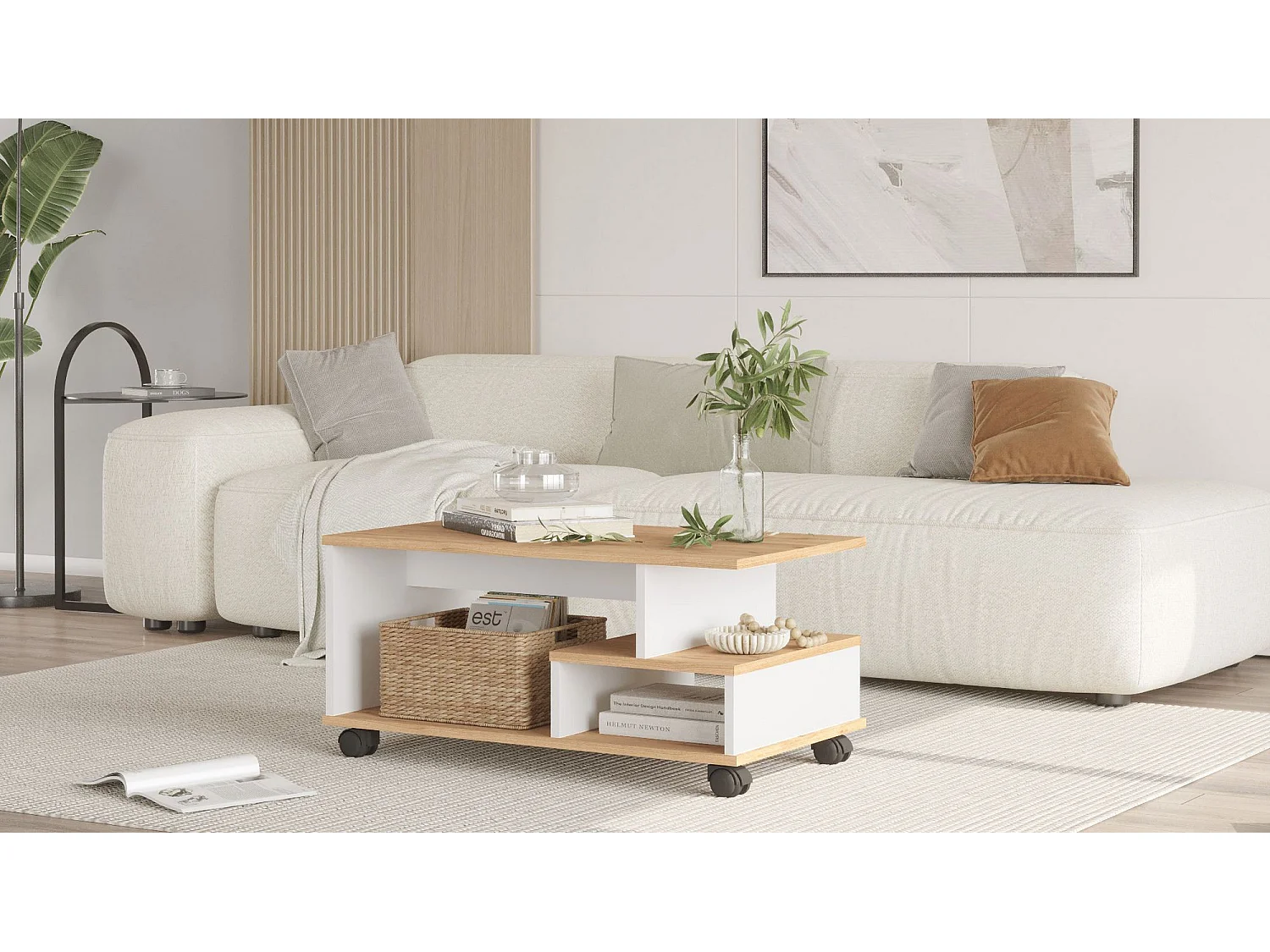 Table basse en bois "MIN9" - 90 x 51 x 42 cm - Blanc